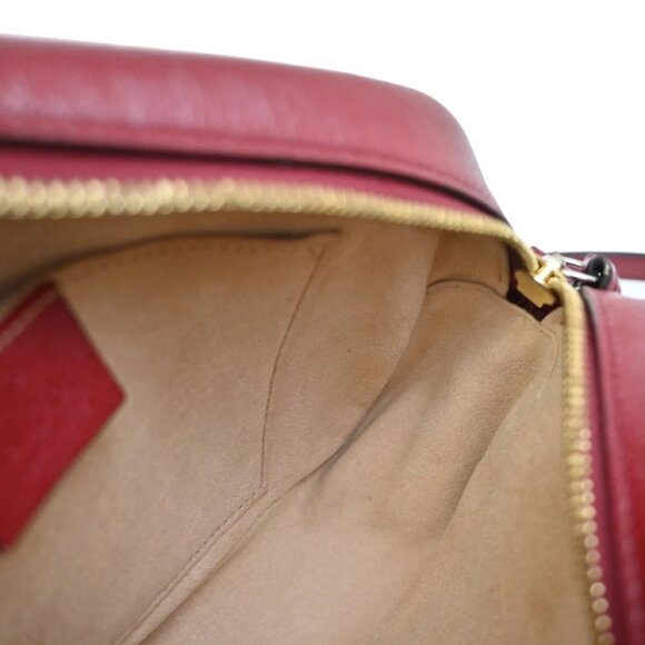 GUCCI Marmont GG Pattern Chain Shoulder Bag Canvas Leather Brown Red - Picture 13 of 14